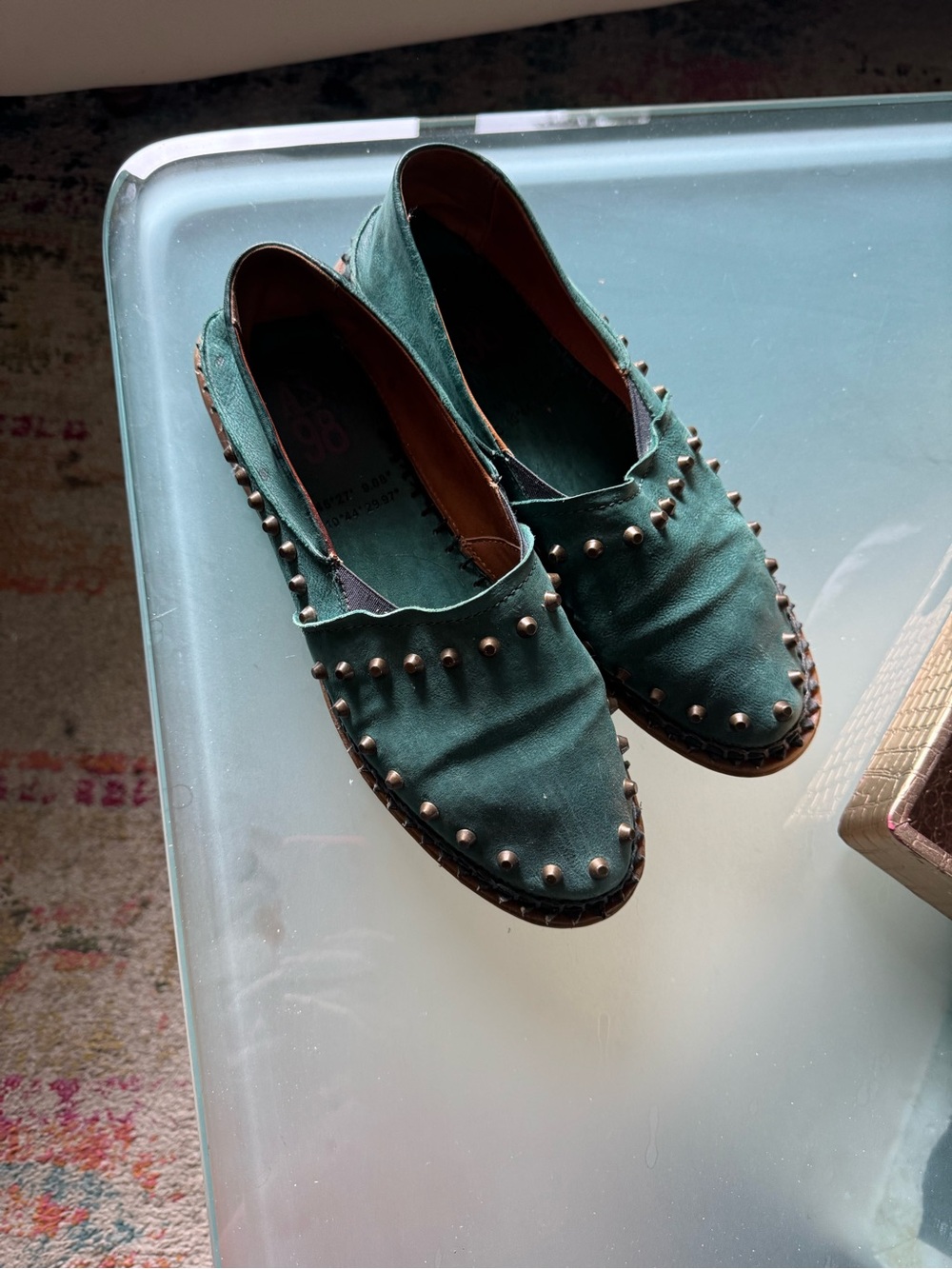 A.S.98 Women’s Green Studded Slip-On Shoes